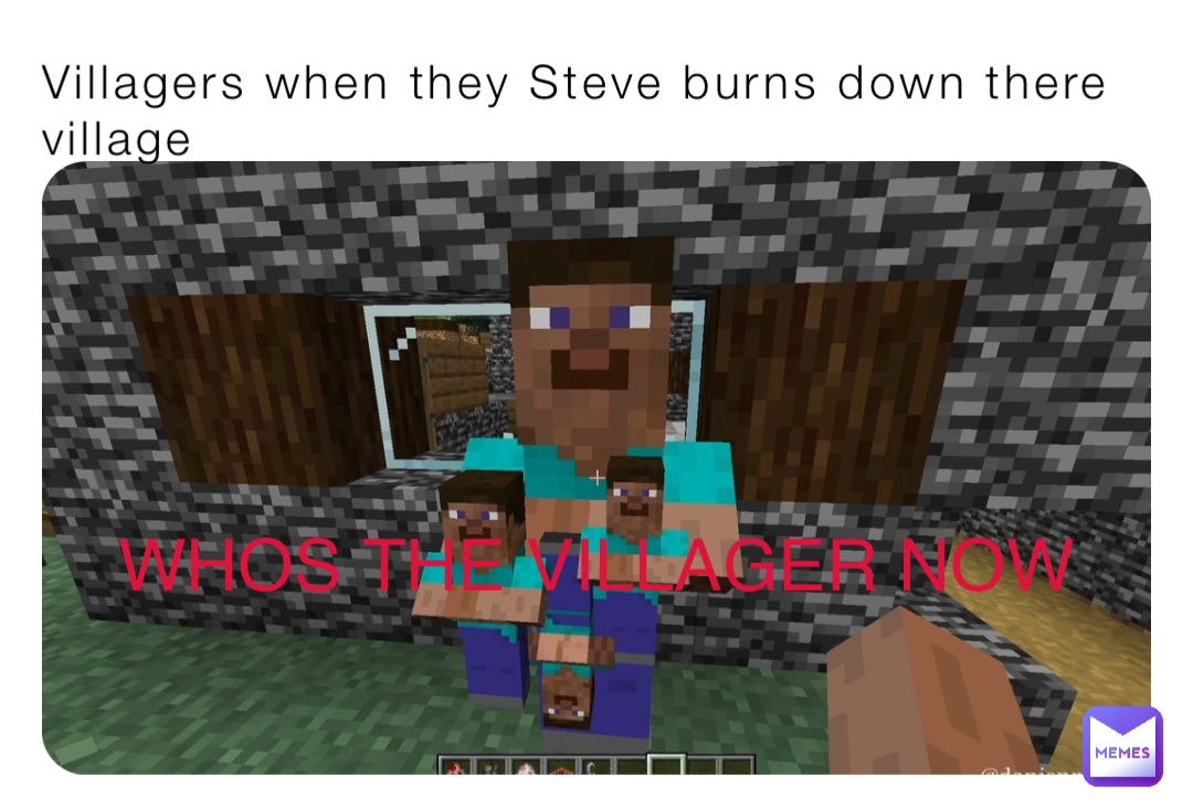 Villagers when they Steve burns down there village WHOS THE VILLAGER ...
