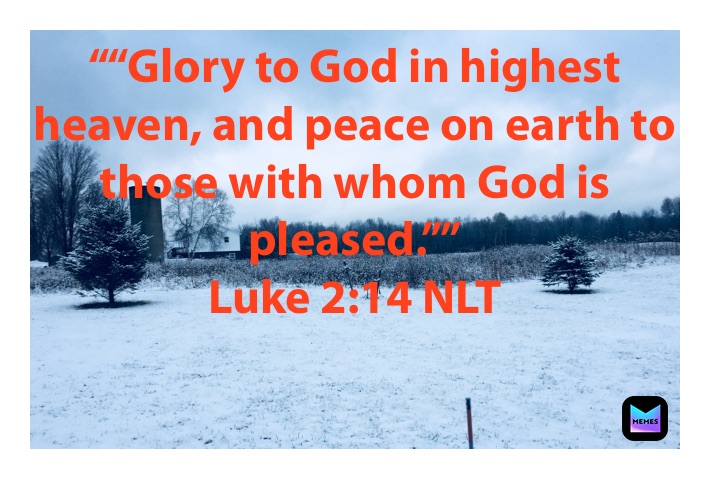 ““Glory to God in highest heaven, and peace on earth to those with whom God is pleased.””
‭‭Luke‬ ‭2:14‬ ‭NLT‬‬
