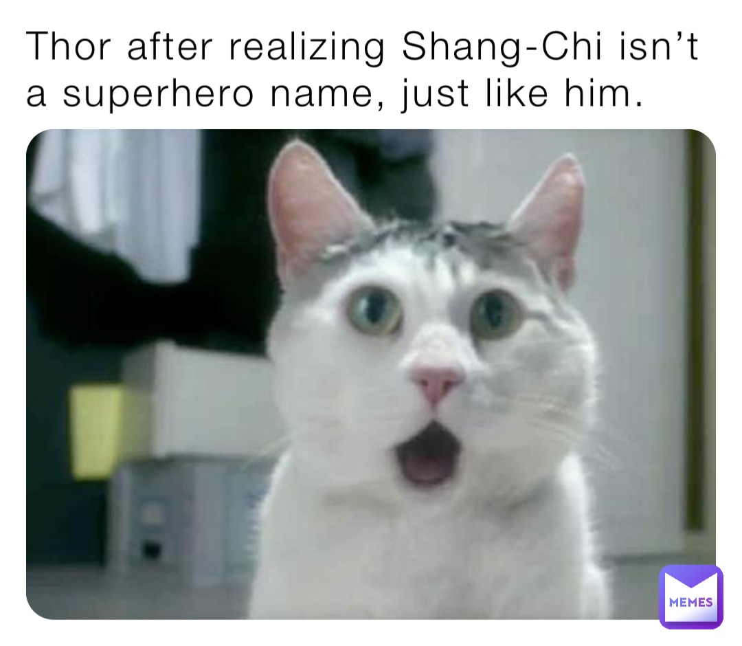 Thor after realizing Shang-Chi isn’t a superhero name, just like him.