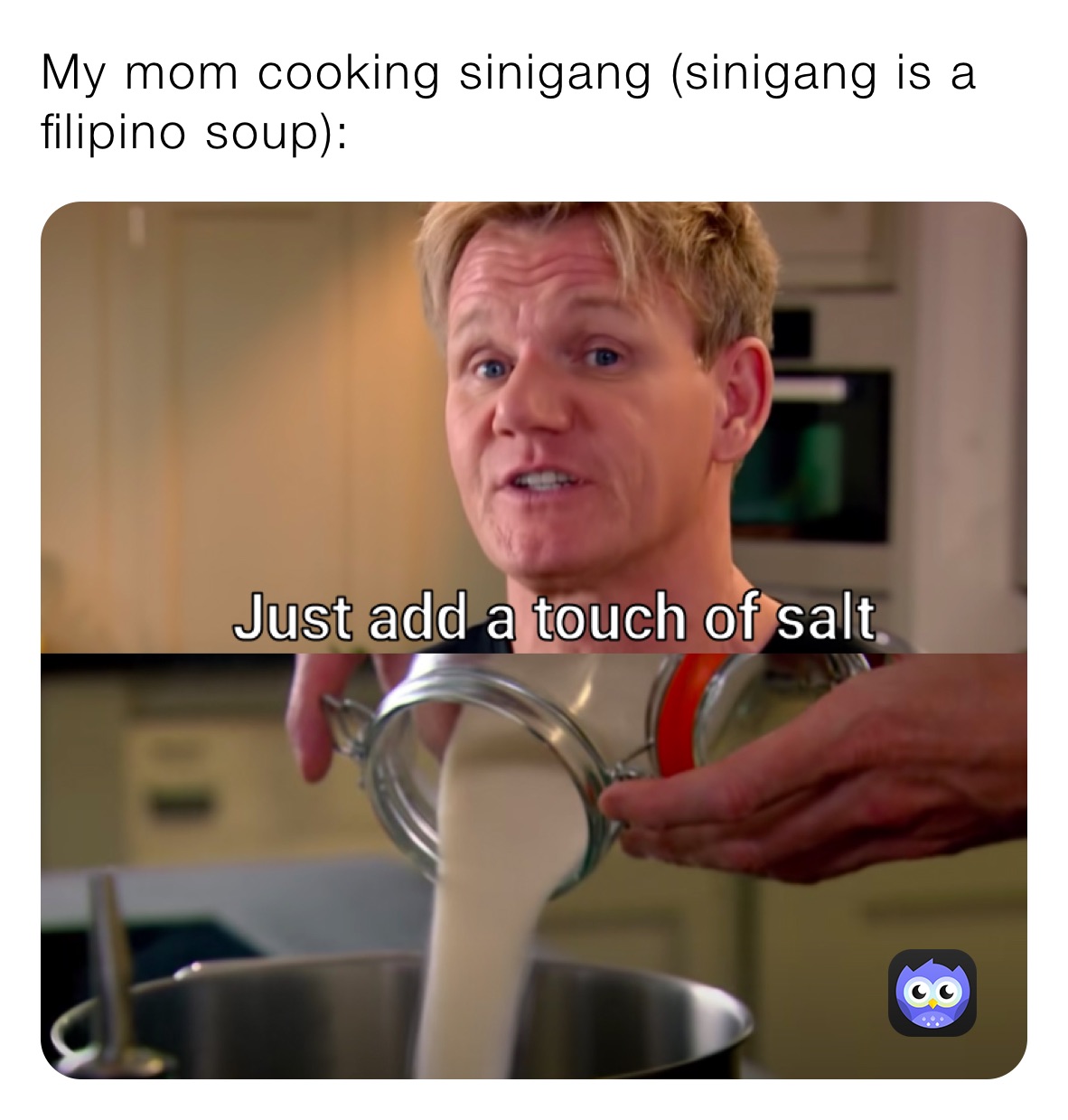 My mom cooking sinigang (sinigang is a filipino soup):