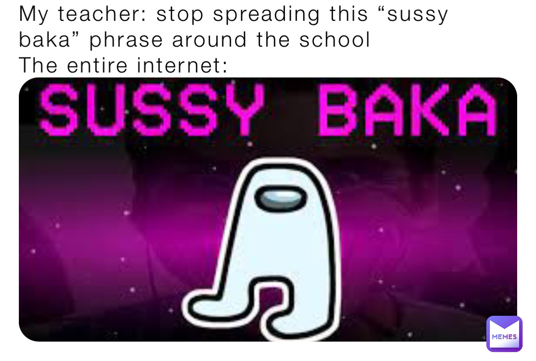 My teacher: stop spreading this “sussy baka” phrase around the school
The entire internet: