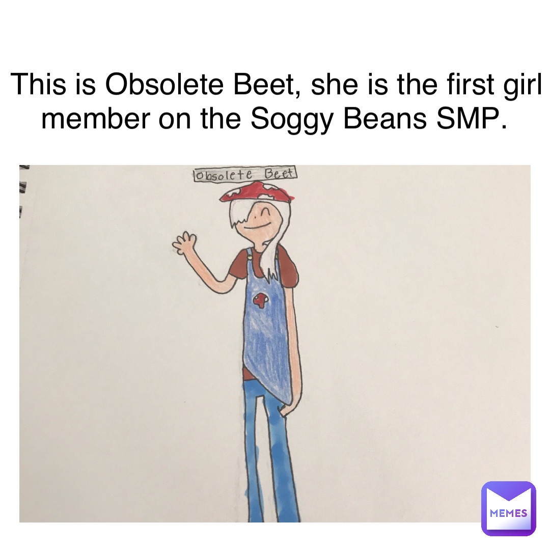 This is Obsolete Beet, she is the first girl member on the Soggy Beans SMP.