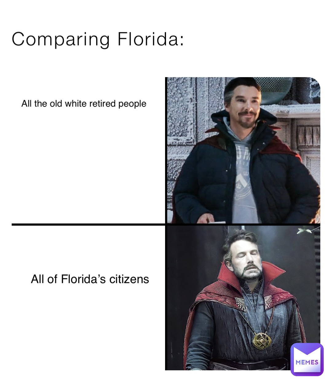 Comparing Florida: All the old white retired people All of Florida’s citizens