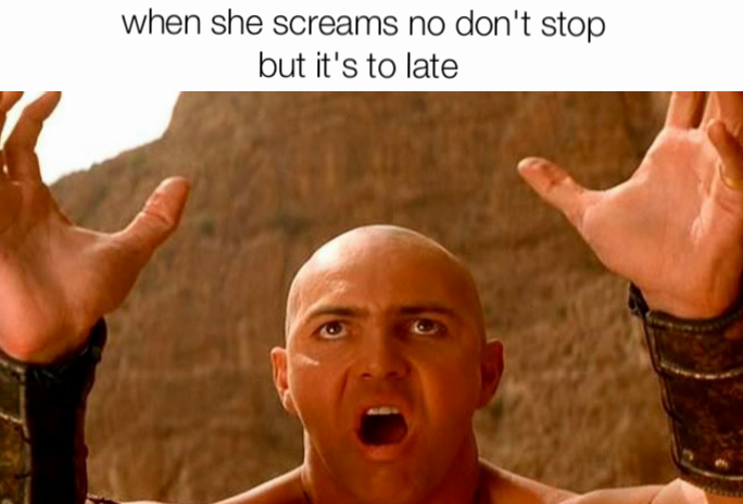 when she screams no don't stop
but it's to late 
