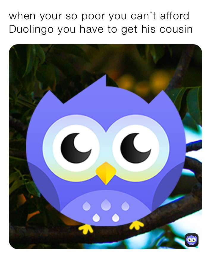 when your so poor you can’t afford Duolingo you have to get his cousin