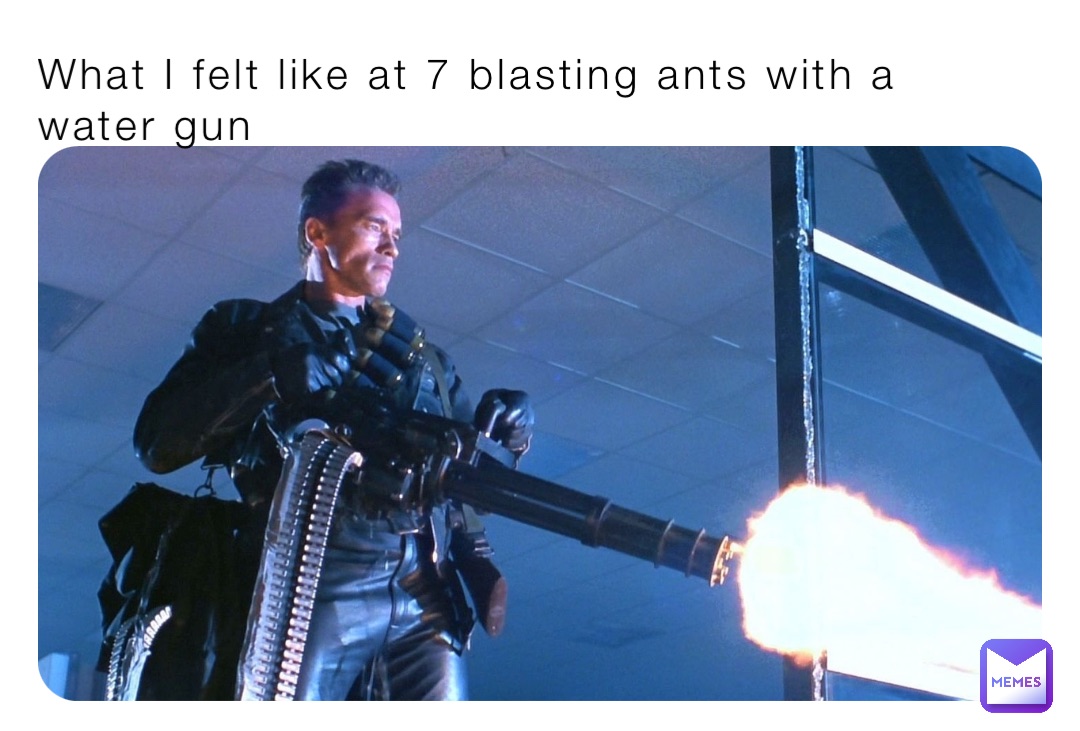 What I felt like at 7 blasting ants with a water gun