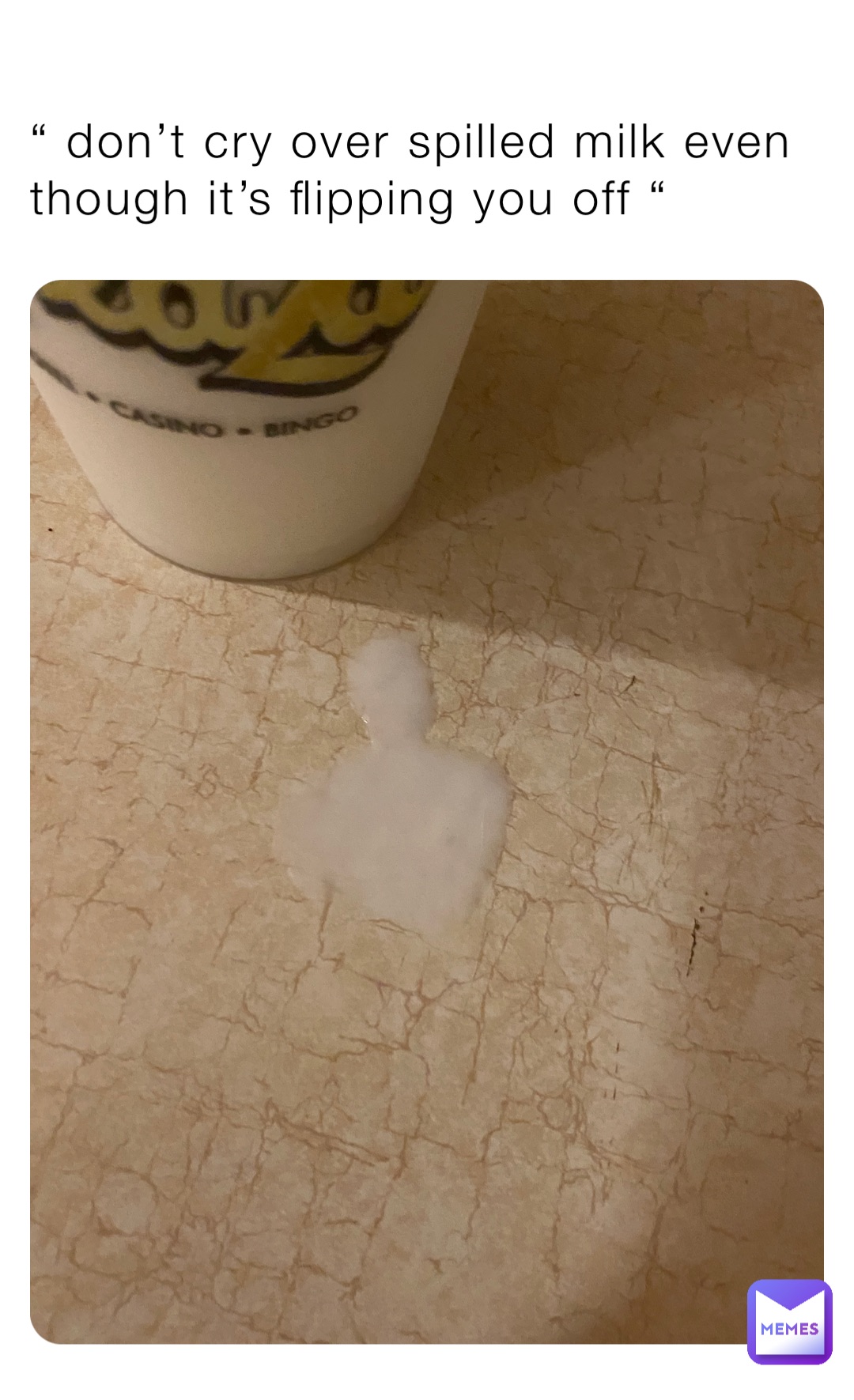 “ don’t cry over spilled milk even though it’s flipping you off “
