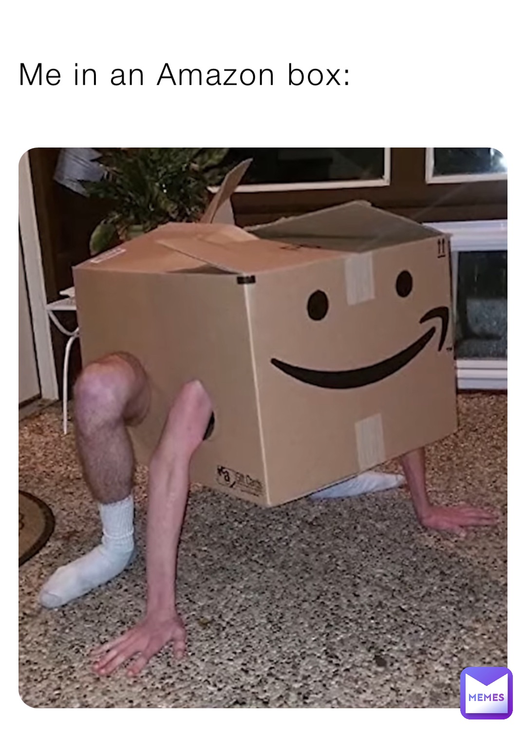 Me in an Amazon box: