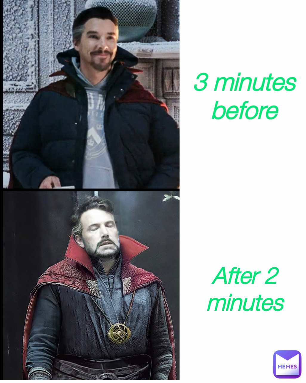 3 minutes before After 2 minutes