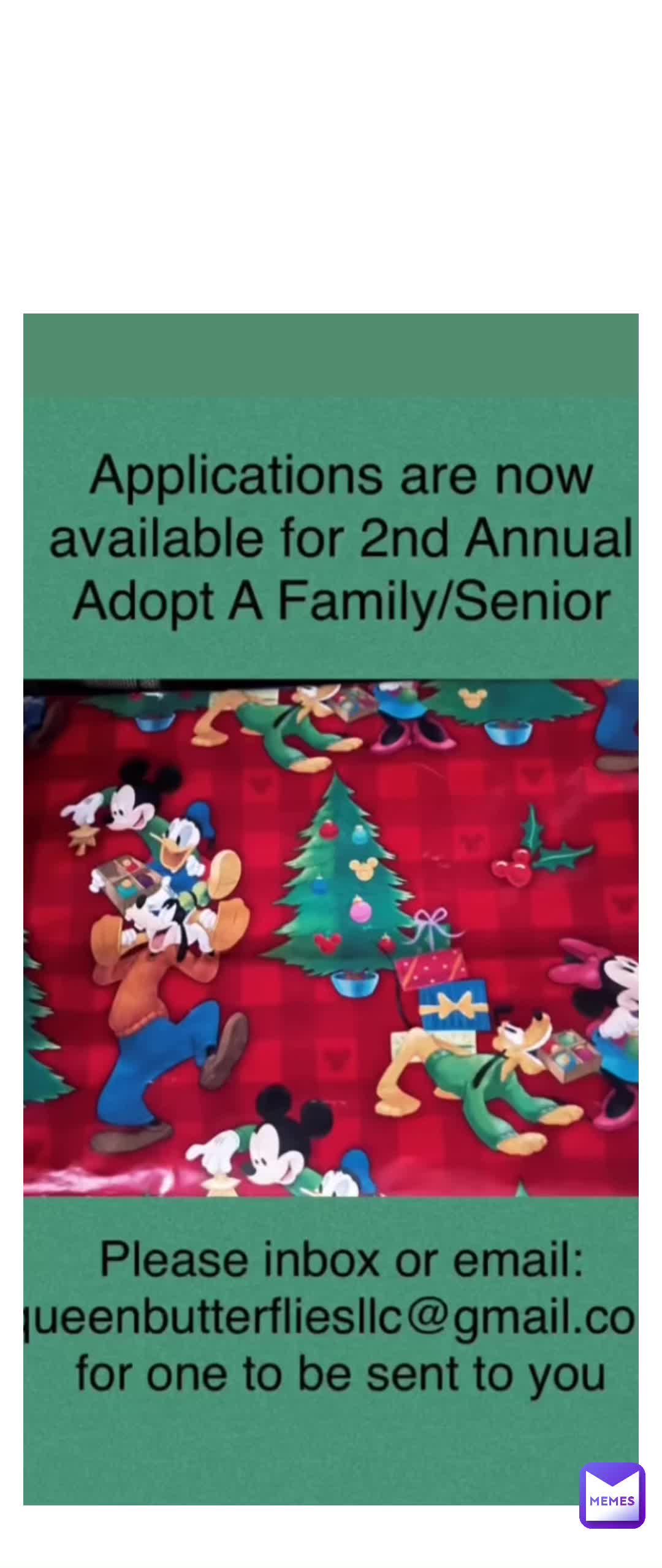 If you or somebody want to be adopted or should be please reach out for an application  #christmas # #queenbutterfliesllc  #voicingwithqueen  #joyofgiving