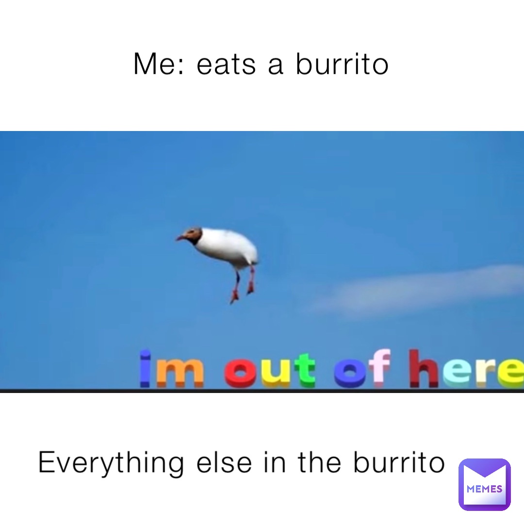 Me: eats a burrito Everything else in the burrito