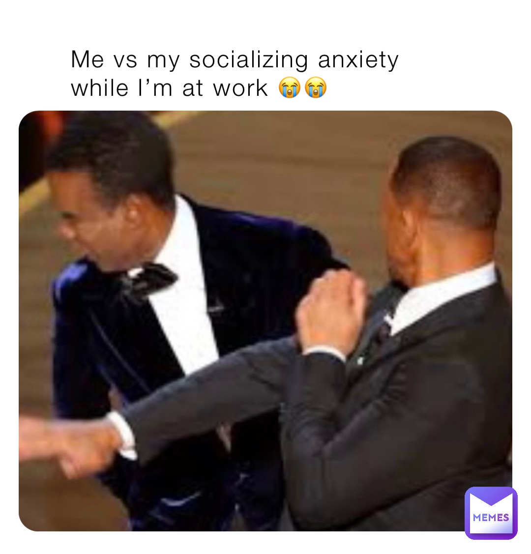 Me vs my socializing anxiety while I’m at work 😭😭