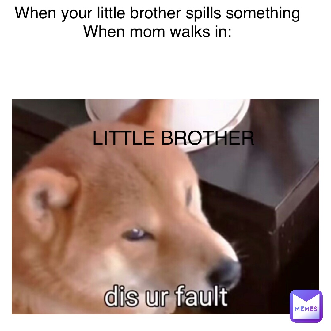 When your little brother spills something
When mom walks in: LITTLE BROTHER