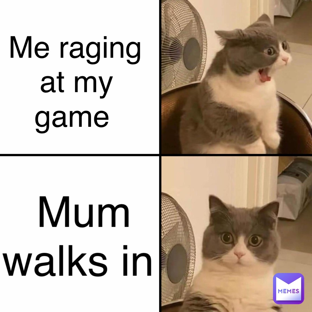 Me raging at my game Mum walks in