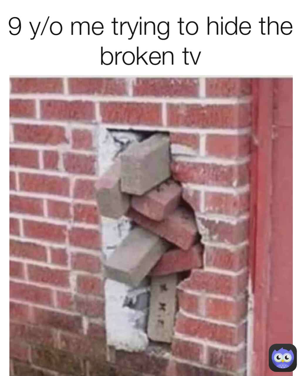 9 y/o me trying to hide the broken tv