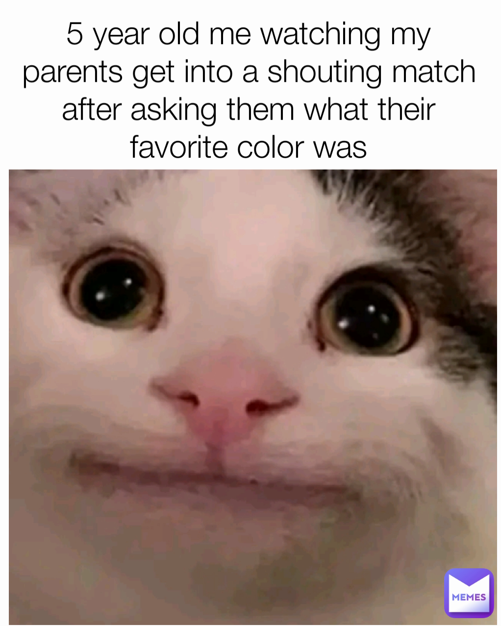 5 year old me watching my parents get into a shouting match after asking them what their favorite color was