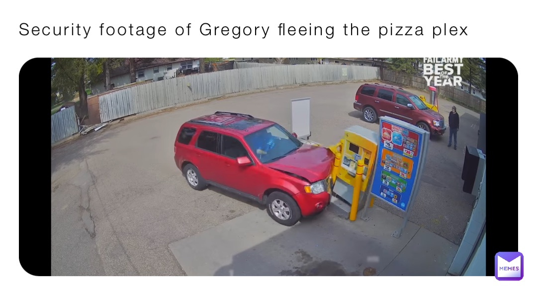 Security footage of Gregory fleeing the pizza plex