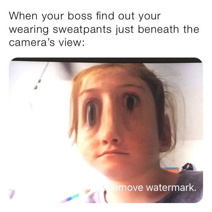 When your boss find out your wearing sweatpants just beneath the camera’s view: