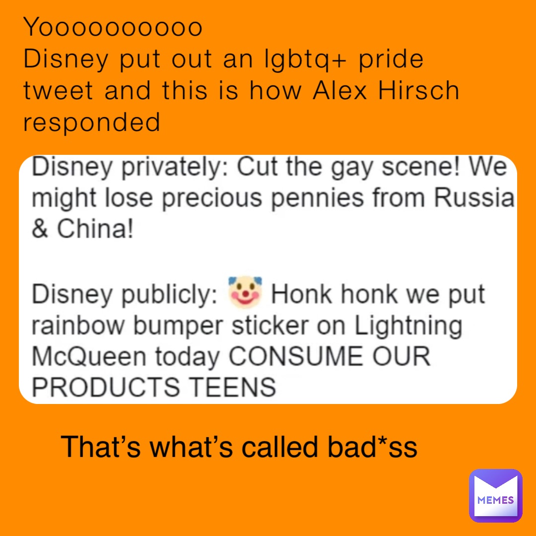 Yoooooooooo
Disney put out an lgbtq+ pride tweet and this is how Alex Hirsch responded That’s what’s called bad*ss