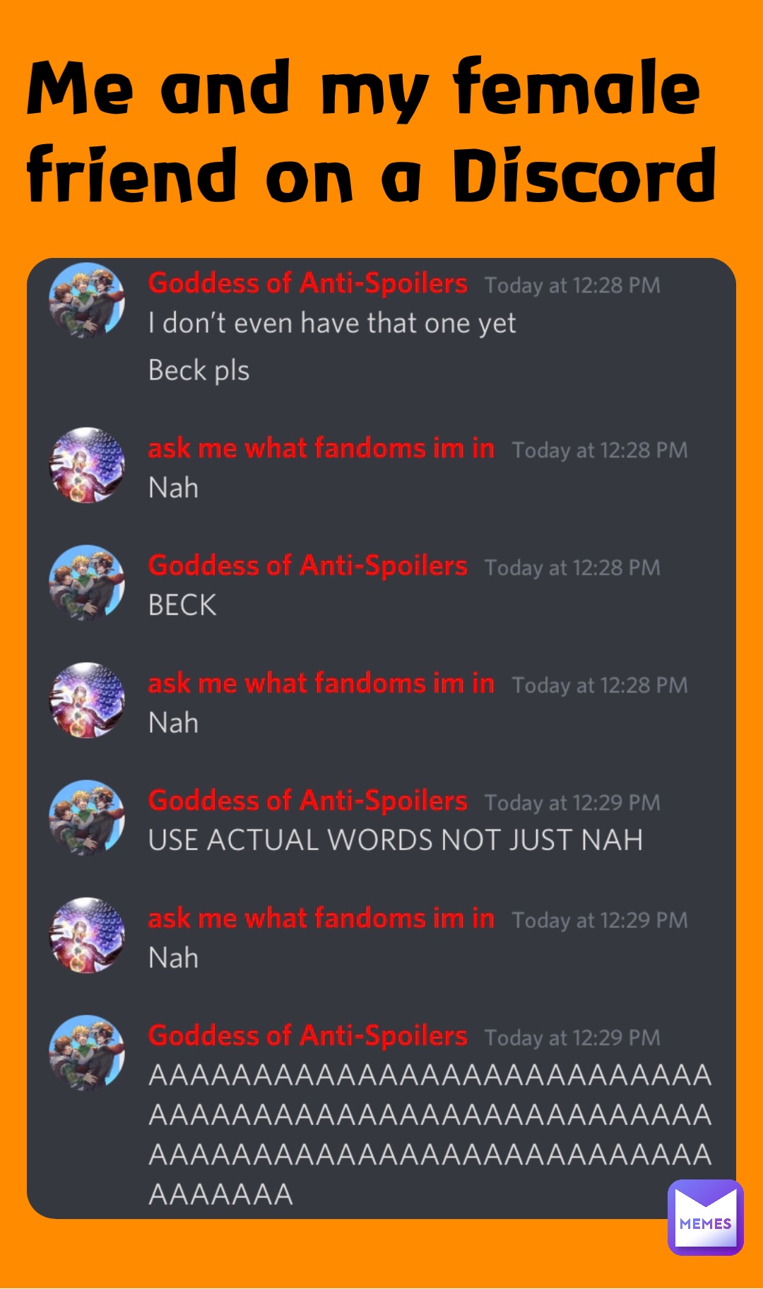 Me and my female friend on a Discord