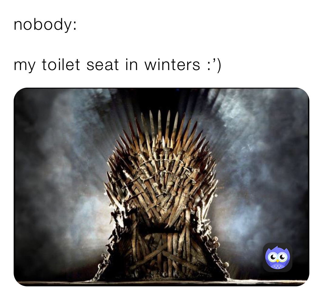 nobody:

my toilet seat in winters :’)