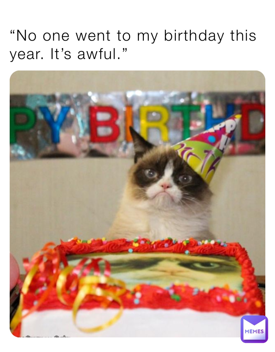 “No one went to my birthday this year. It’s awful.” | @A113GR | Memes