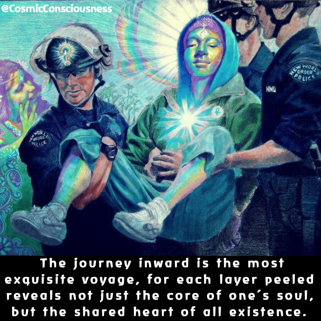 The journey inward is the most exquisite voyage, for each layer peeled reveals not just the core of one’s soul, but the shared heart of all existence. @CosmicConsciousness