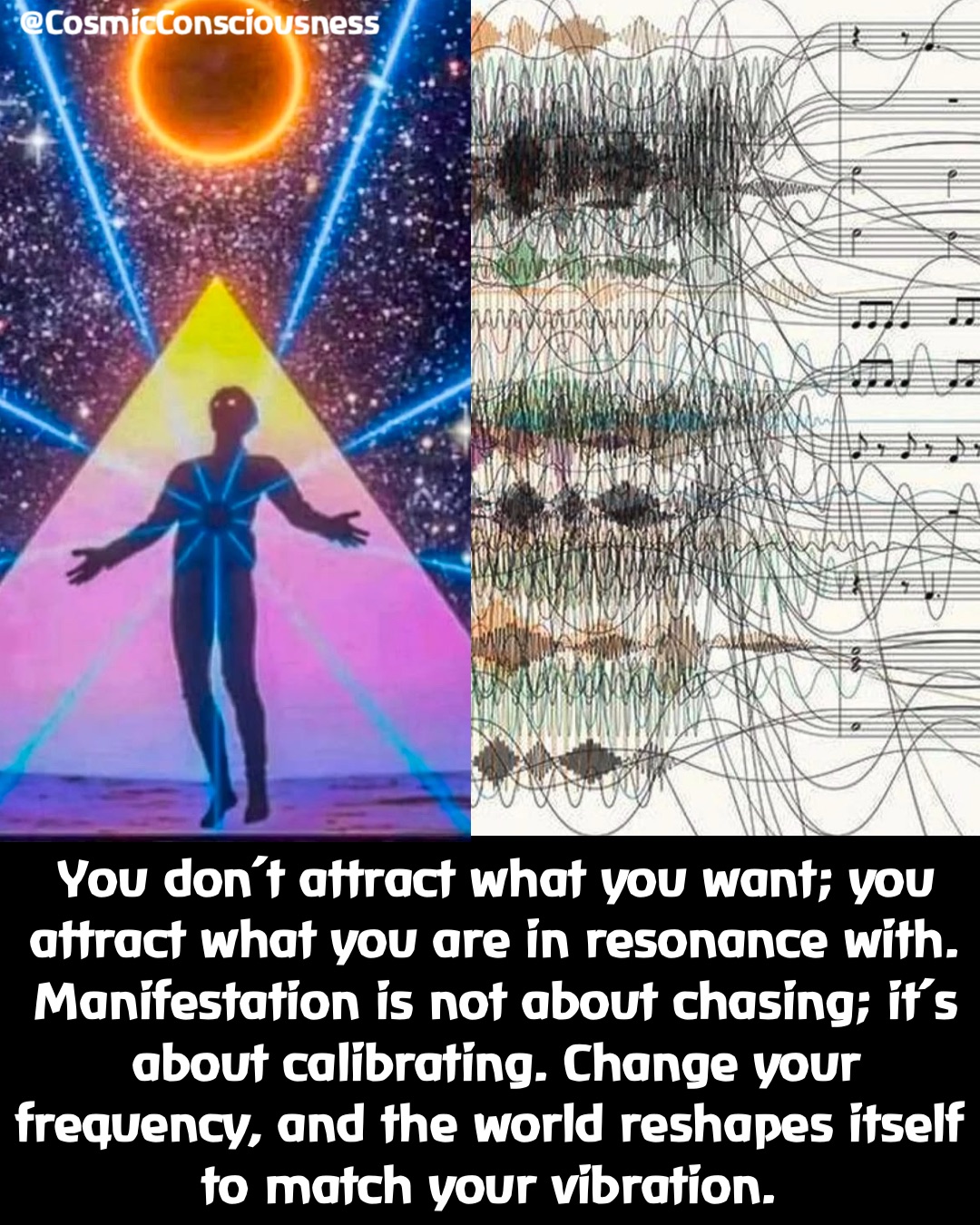 You don’t attract what you want; you attract what you are in resonance with. Manifestation is not about chasing; it’s about calibrating. Change your frequency, and the world reshapes itself to match your vibration. @CosmicConsciousness