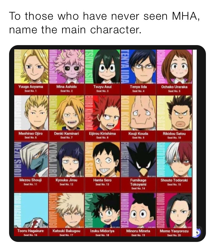 To those who have never seen MHA, name the main character. | @shrimp ...