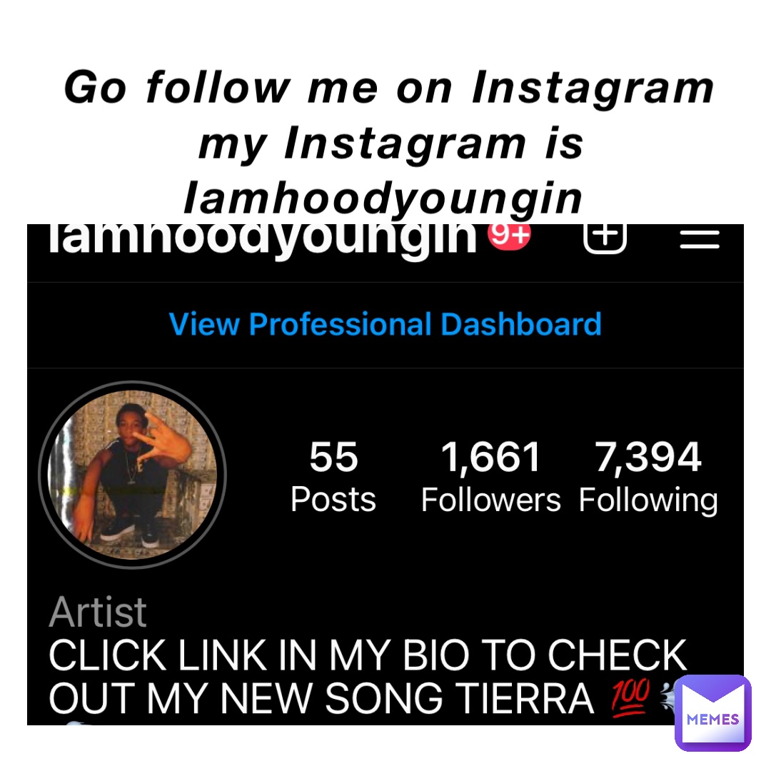 Go follow me on Instagram my Instagram is Iamhoodyoungin