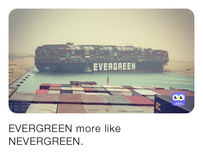 EVERGREEN more like NEVERGREEN.