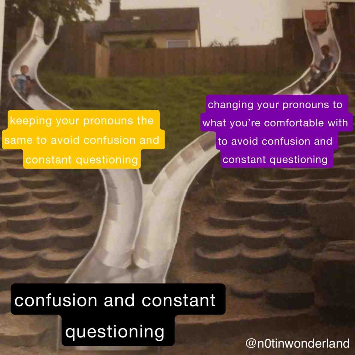 #nonbinary #nonbinarymemes #enby #enbymemes #queer #queermemes #lgbtq #lgbtqmemes #pronouns