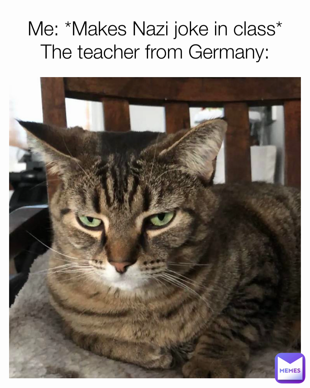 Me: *Makes Nazi joke in class*
The teacher from Germany: