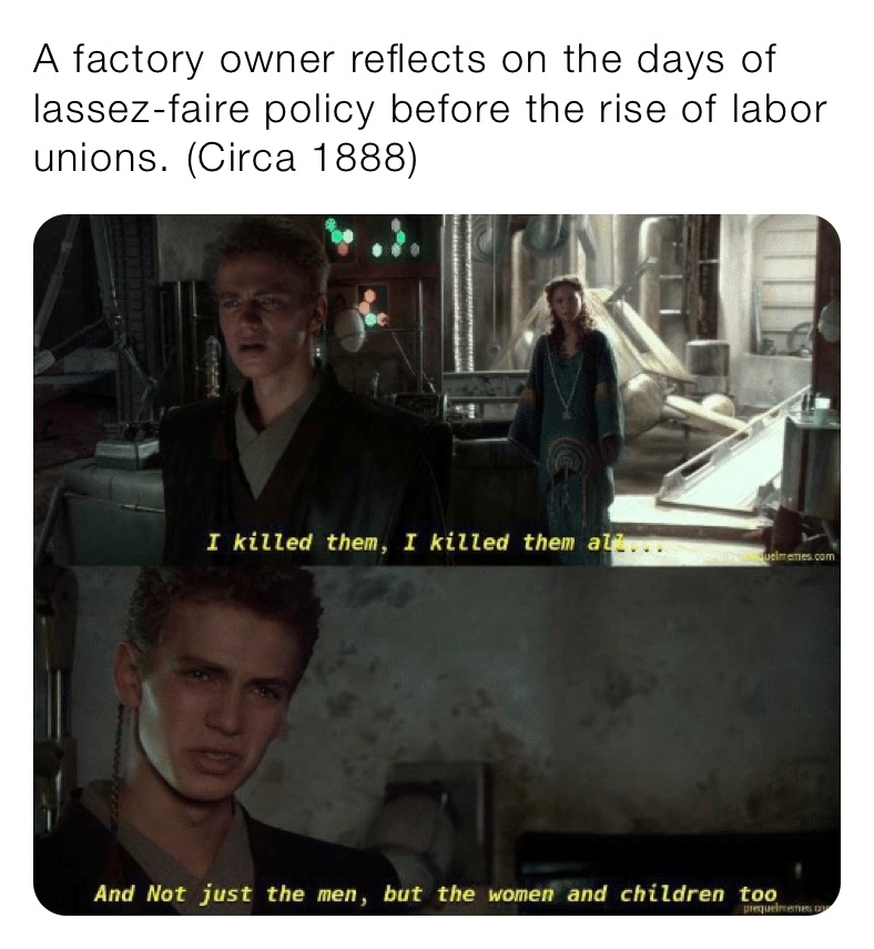 A factory owner reflects on the days of lassez-faire policy before the rise of labor unions. (Circa 1888) 