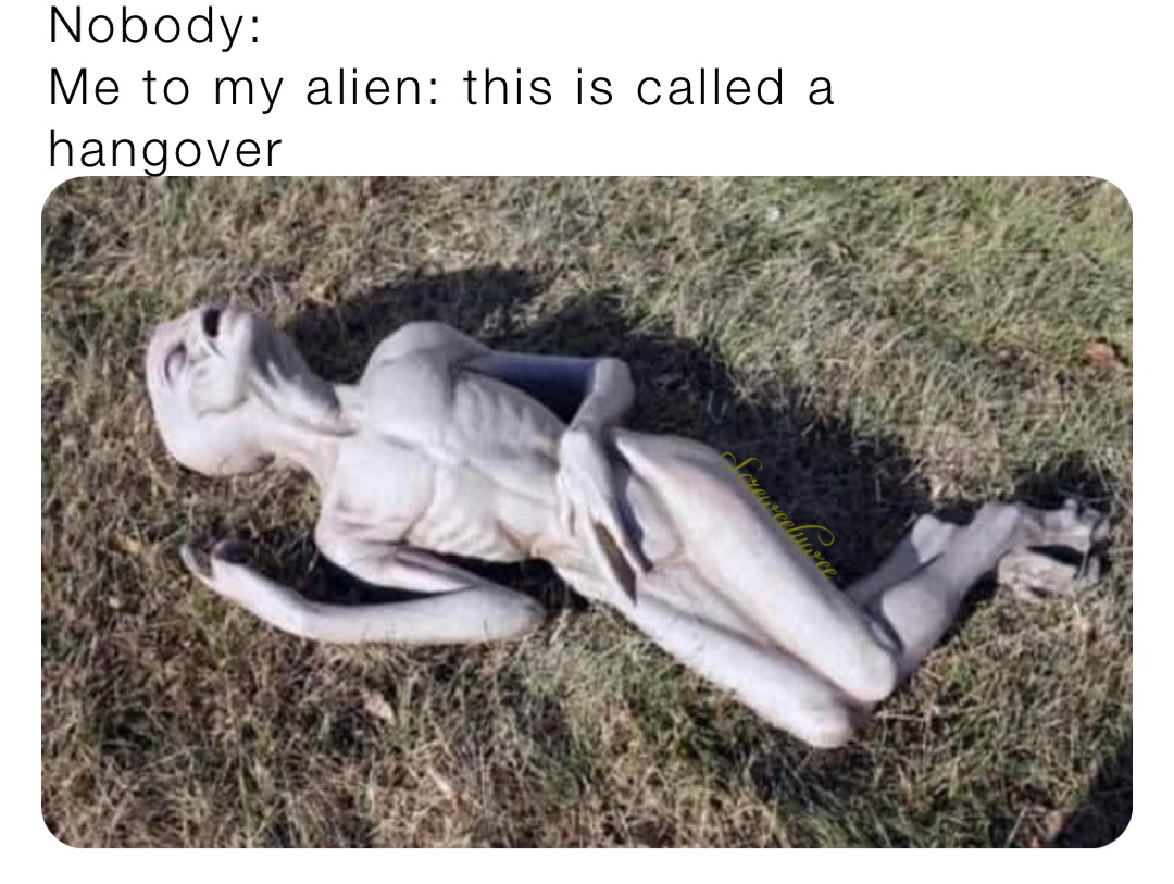 Nobody: 
Me to my alien: this is called a hangover