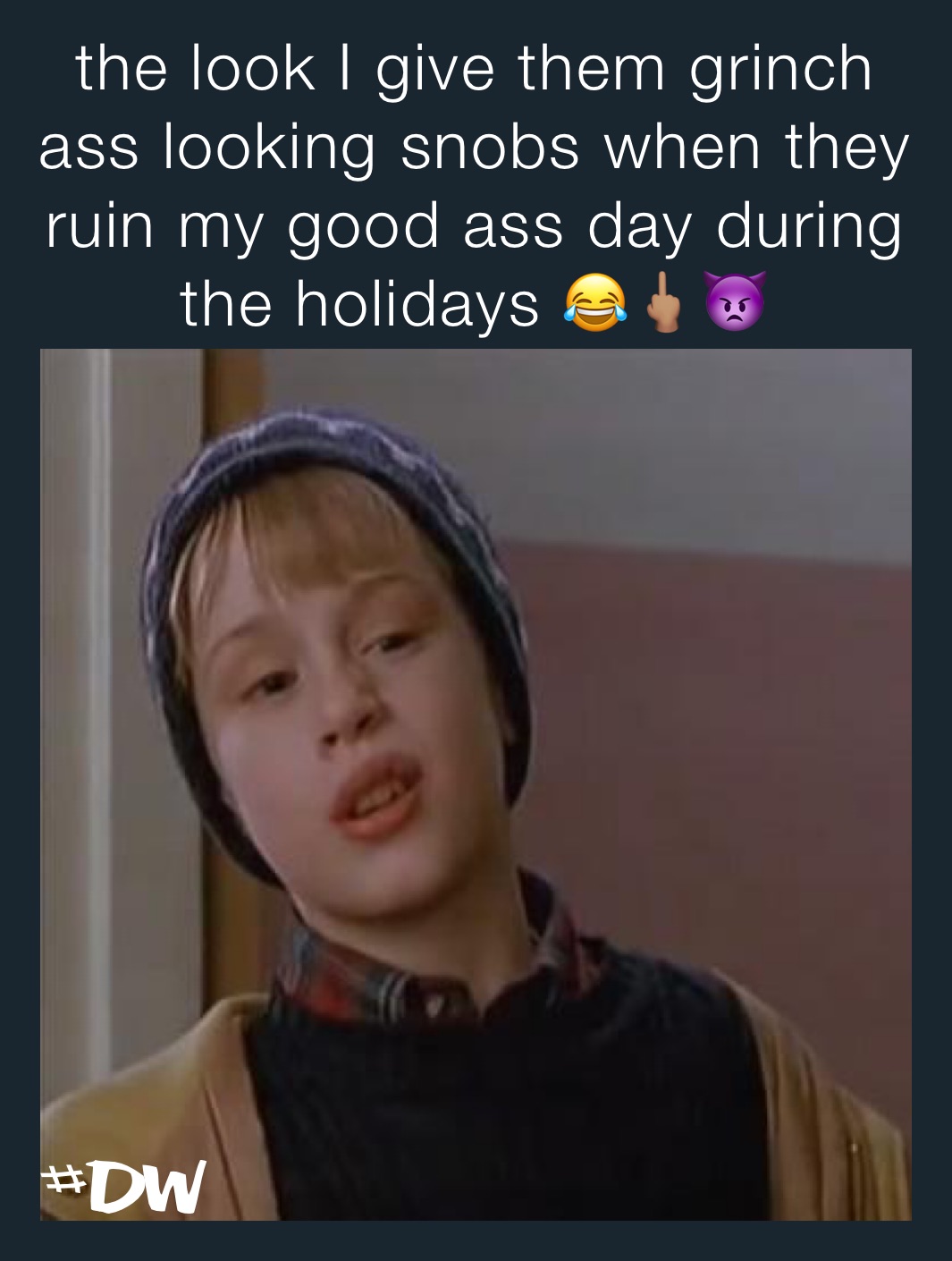 the look I give them grinch ass looking snobs when they ruin my good ass day during the holidays 😂🖕🏽👿