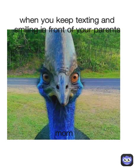when you keep texting and smiling in front of your parents mom