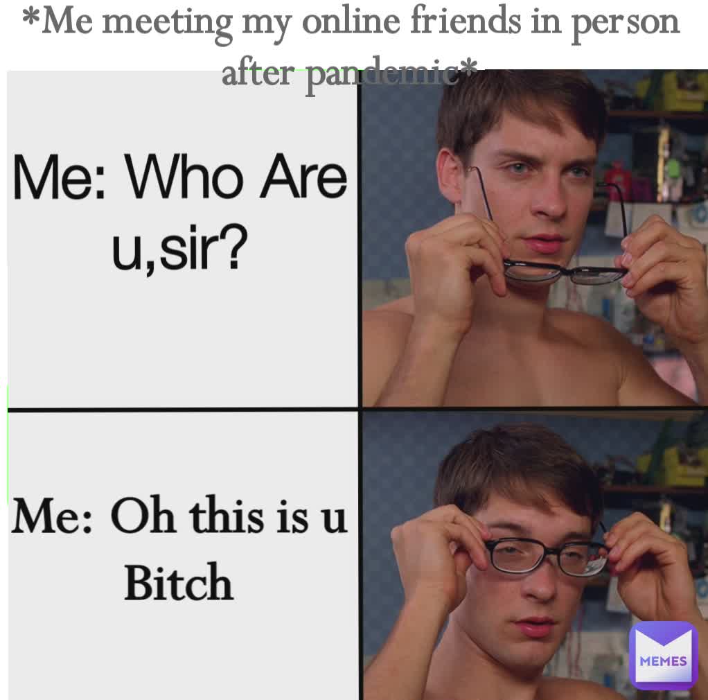 Me: Who Are u,sir? Me: Oh this is u Bitch *Me meeting my online friends in person after pandemic*