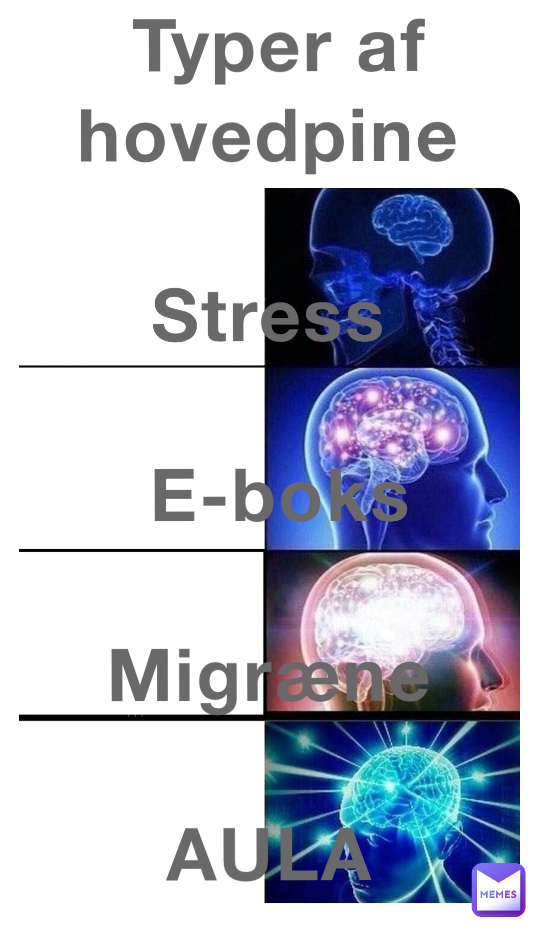 Typer af hovedpine

Stress

E-boks 

Migræne

AULA