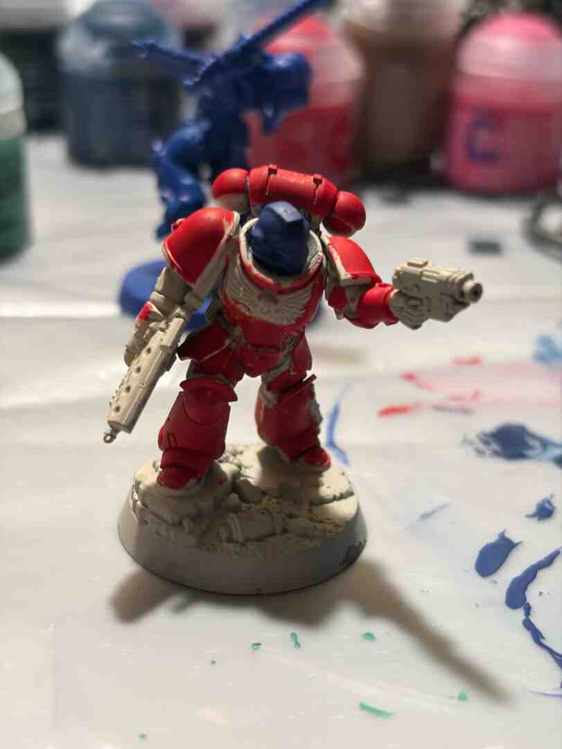 #bloodforthebloodgod painting the 10th edition starter marine in 11th edition colors (I’m tired of using blue and darker hues)