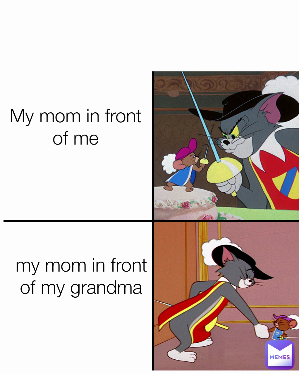 My mom in front of me my mom in front of my grandma | @nickbomb61 | Memes