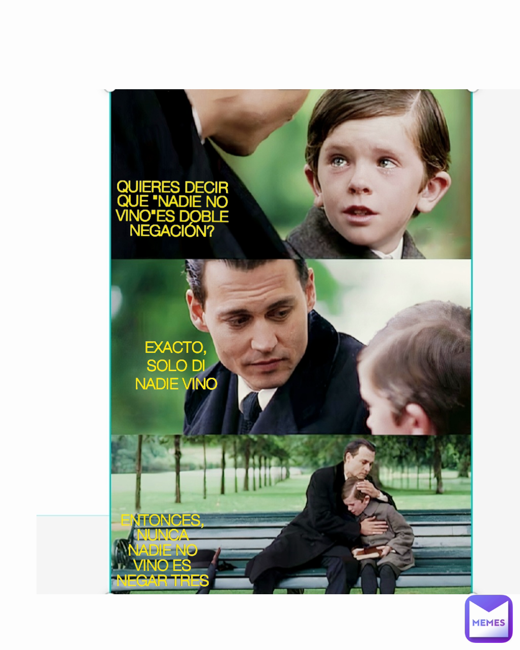 QUIERES DECIR QUE "NADIE NO VINO"ES DOBLE NEGACIÓN? EXACTO, SOLO DI NADIE VINO ENTONCES, NUNCA NADIE NO VINO ES NEGAR TRES VECES