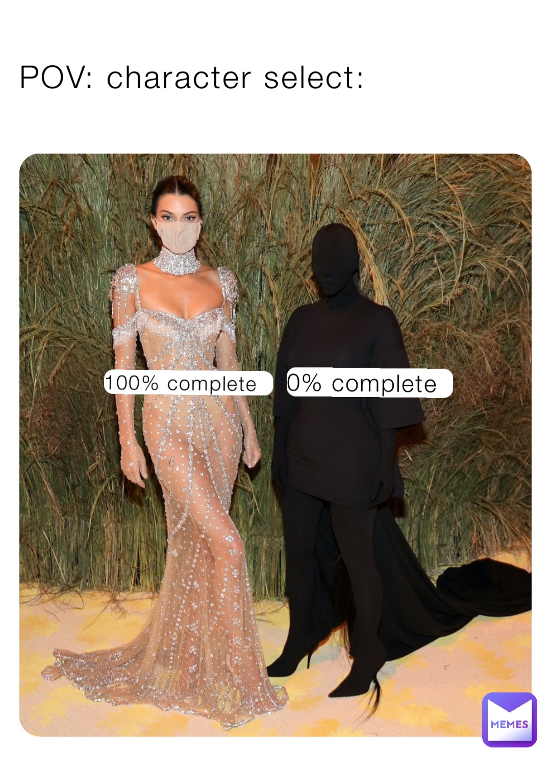 POV: character select: 100% complete 0% complete