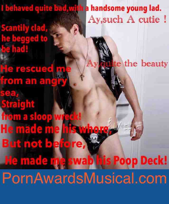I behaved quite bad With a handsome young lad Ay such a cutie! Scantily Clad he begged to be had !Ay such a cutie. He rescued me from an angry sea straight from a sloop wreck . He made me his whore, But not before. He made me swab his poop deck ! #aargh #mutiny on the #booty #revenge of the #buttpirates #pornawardsthemusical #pornmemes #comedy #spoof #parody #pirates #captain #gaysofinstagram #jewelry #hotguys #hunk #musicalcomedy #awards #stud #shirtlessguys #tricorn December 18 @po.rnawardsmusical @la_rockwell 8 pm #dancers #lgbtq #lgbtcomics #standupcomedy #cabaret #meme #funnymemes #lyrics #poems