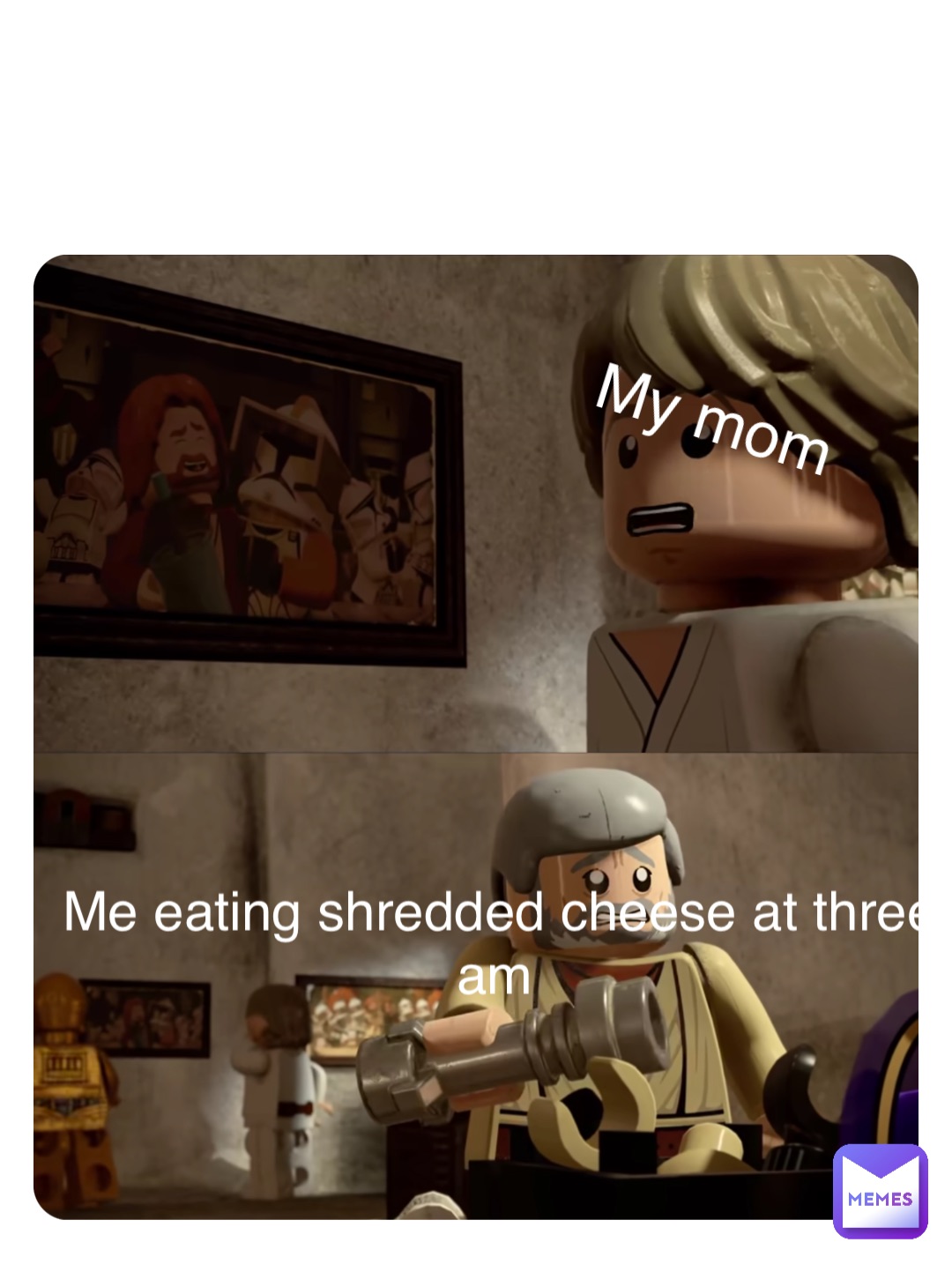 Double tap to edit My mom Me eating shredded cheese at three am