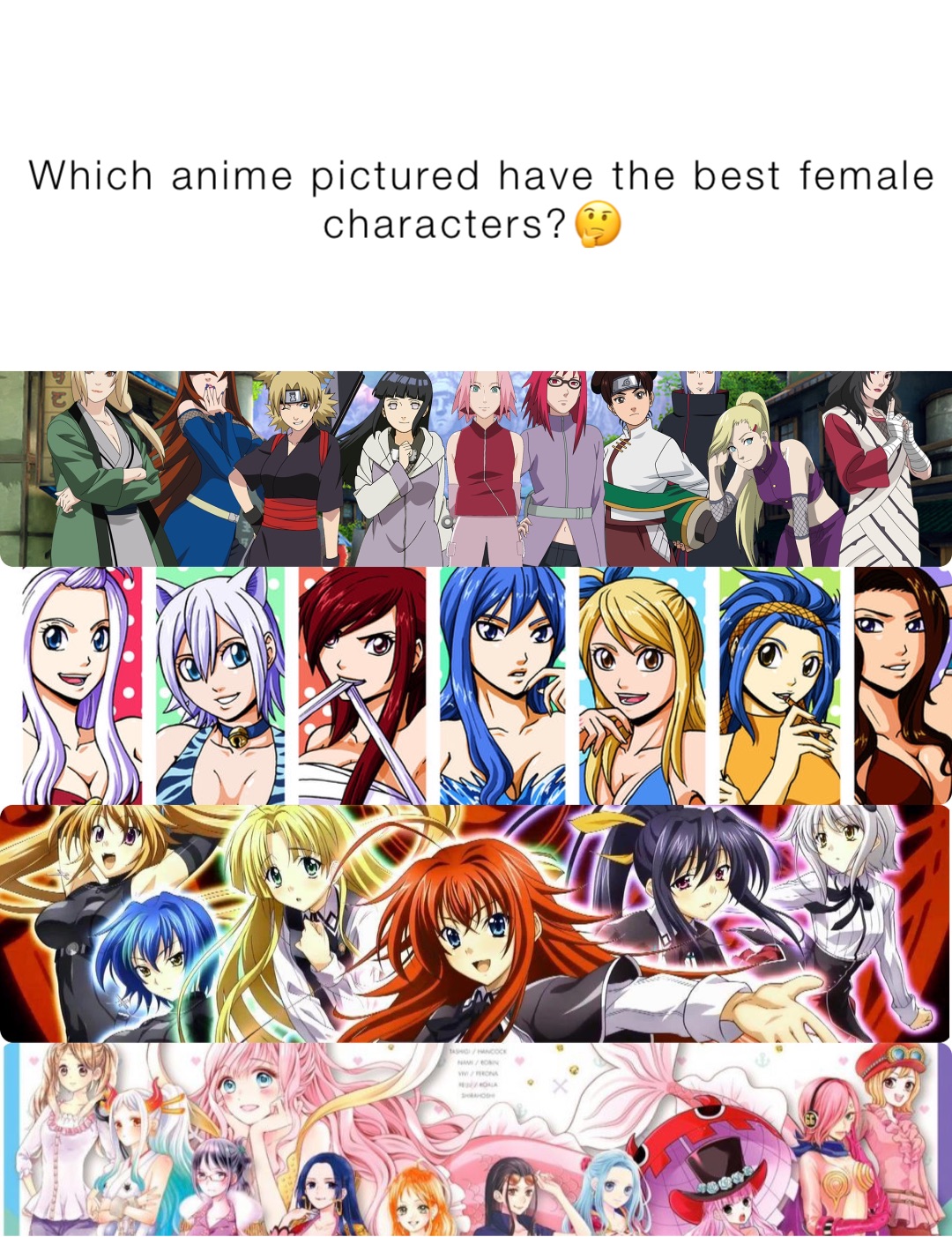 Which anime pictured have the best female characters?🤔