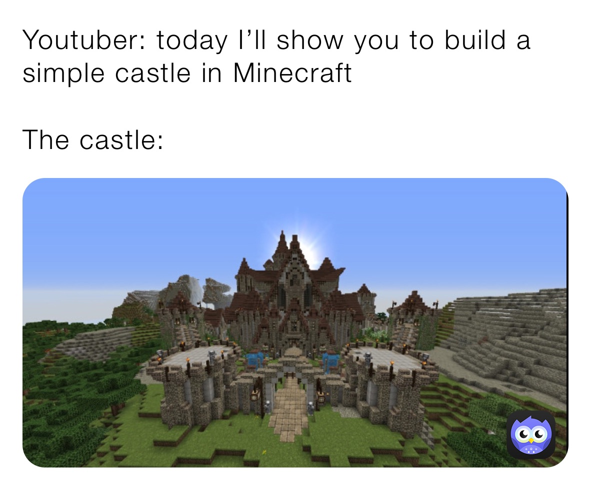 Youtuber: today I’ll show you to build a simple castle in Minecraft￼

The castle:￼