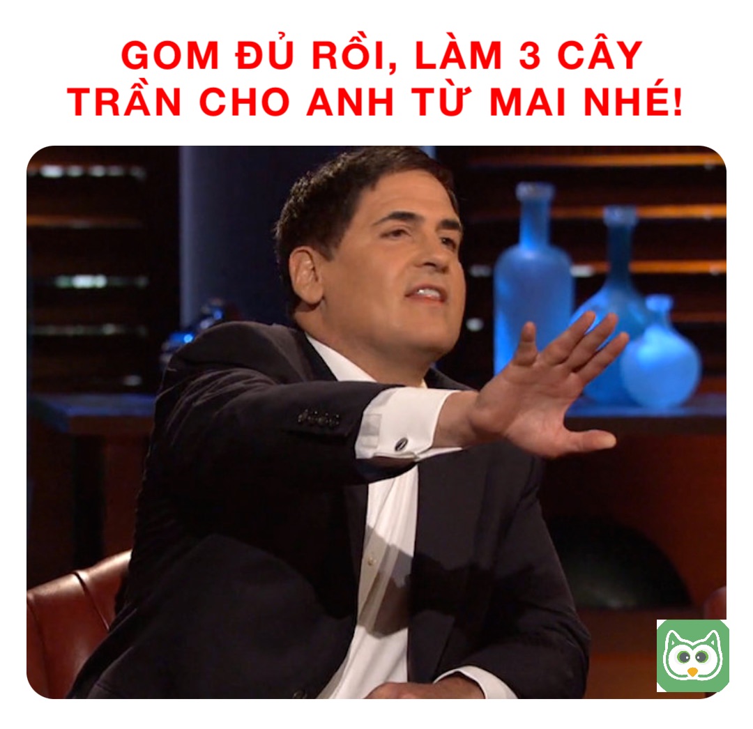 Gom đủ rồi, làm 3 cây trần cho anh từ mai nhé!