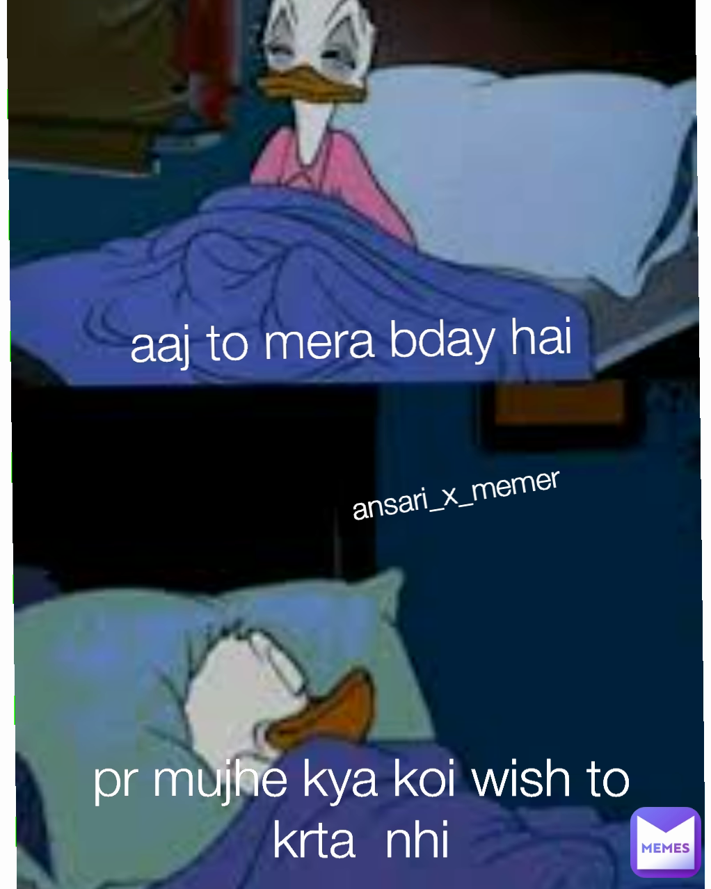 ansari_x_memer aaj to mera bday hai pr mujhe kya koi wish to krta  nhi