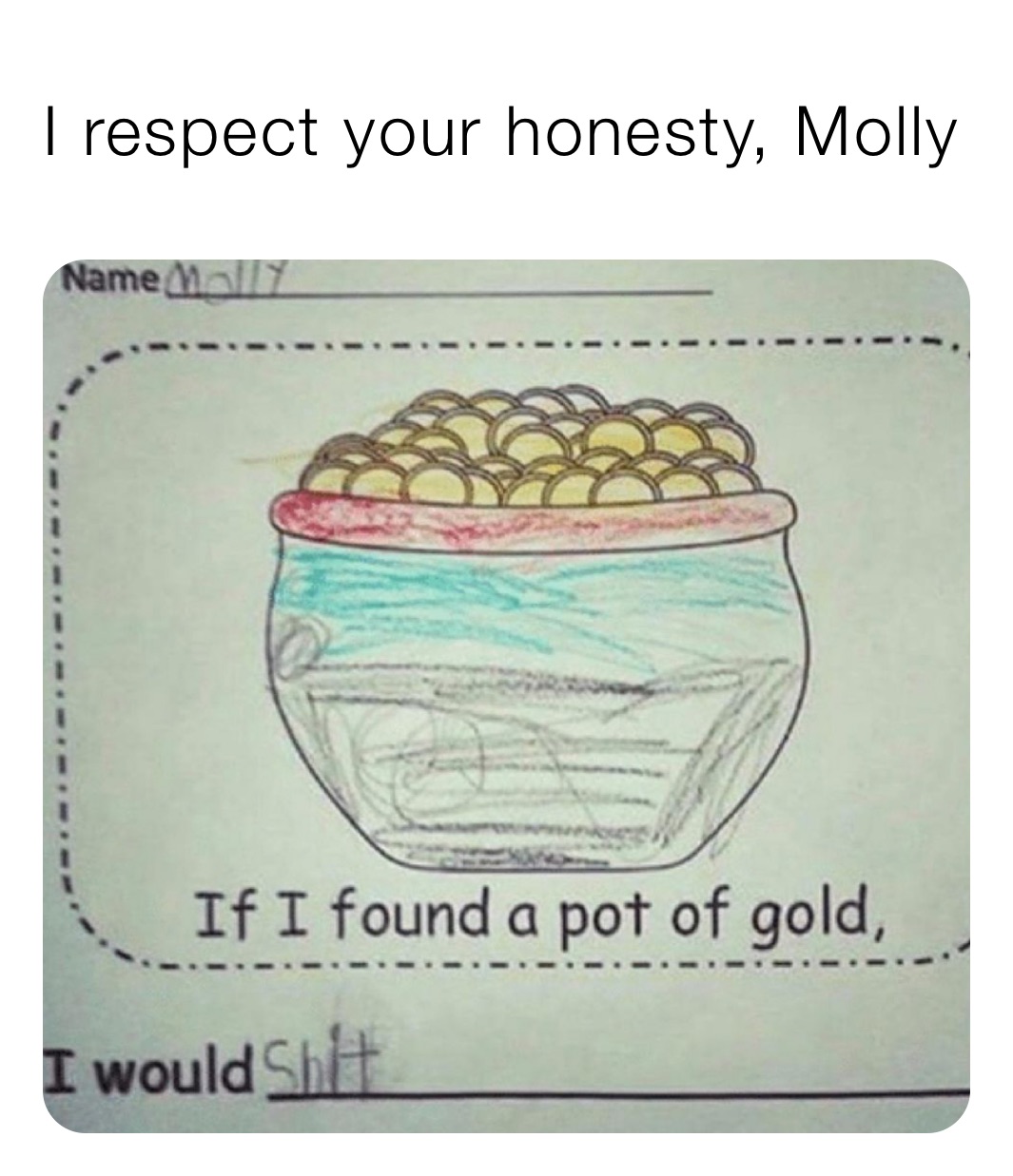 I respect your honesty, Molly